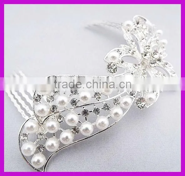 Luxurious rhinestone butterfly bridal hair comb for bride manufacturers China supplier BY 1871