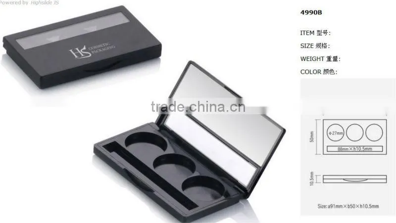 Wholesale 3 color empty eyeshadow container