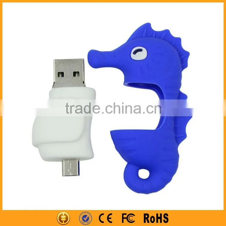 2015 New Novelty Shape Sea Horse OTG Cartoon Character USB Flash Drive