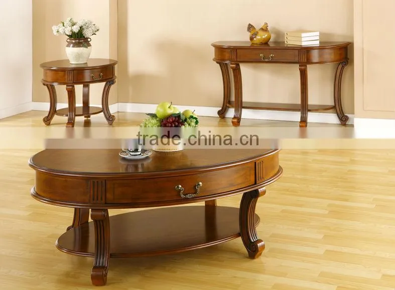 CF30034 Unique Oval Wooden Coffee Table End Table Console Table & Valspar(Lily) NC Paint Furniture