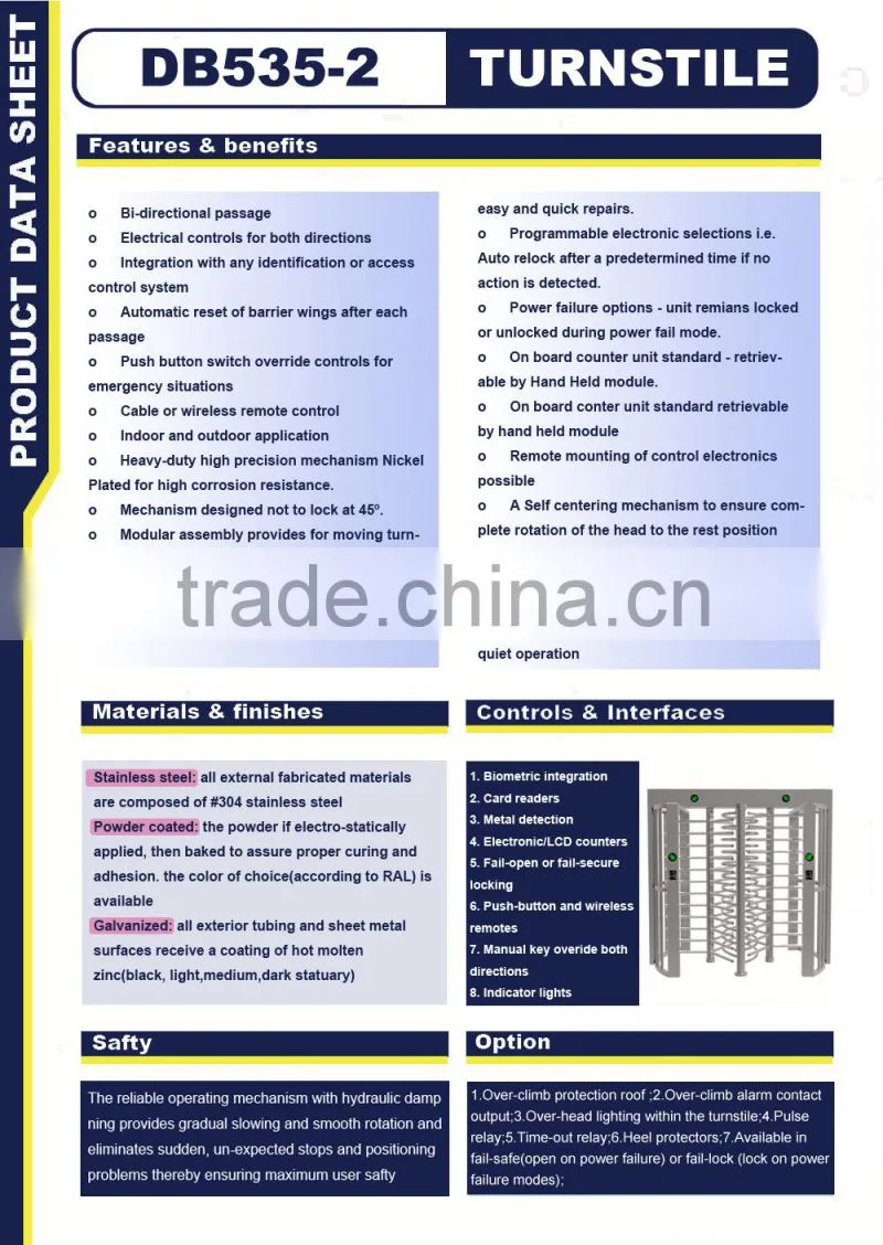 Expandable Rfid Full Height Gate for Access Control Systems