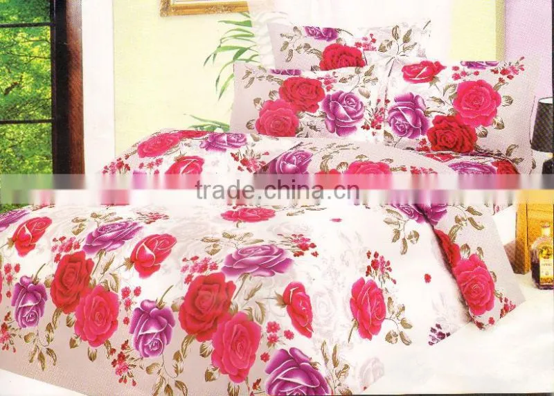 Bed sheet fabric with printing large flowers