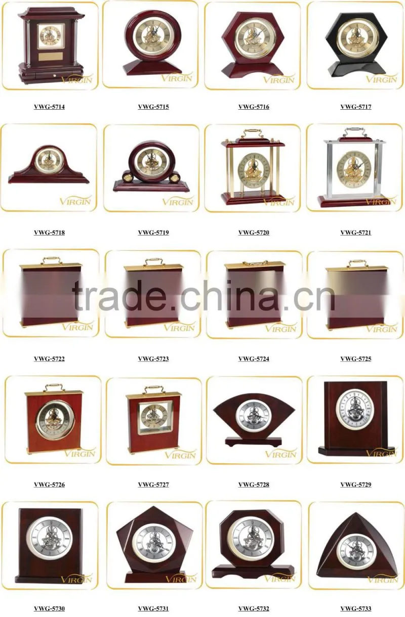 Square wooden clock crafts mechanical clock executive desk clock