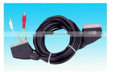 21p scart plug to 4 RCA cable black color rohs comliant