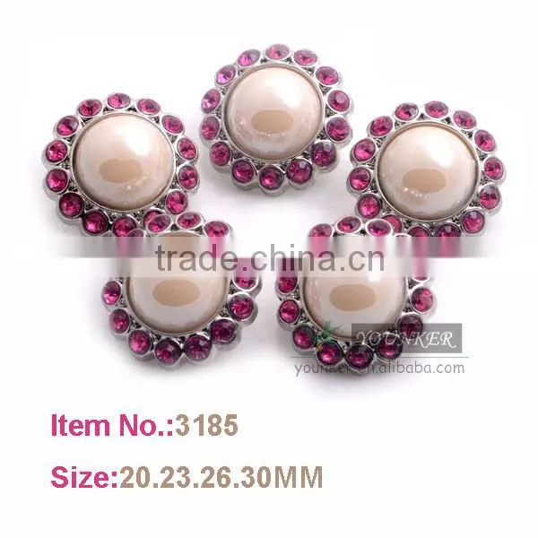 Hot sale new style acrylic rhinestone button flower shape sewing silver plating for flower center DIY crafts