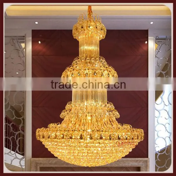 2016 Hotel Lobby Gold Chandelier Lamp Big Modern Crystal Chandeliers for High Ceiling