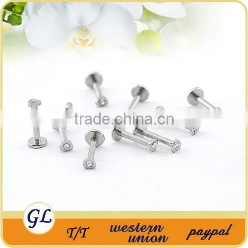 Wholesale body piercing jewelry double jeweled flower labret studs