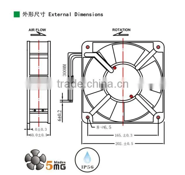 AC equipment cabinet fan 200mm*200mm*60mm