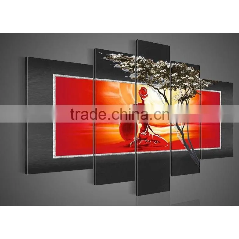 SHu1717 handmade flower pot canvas painting for bedroom