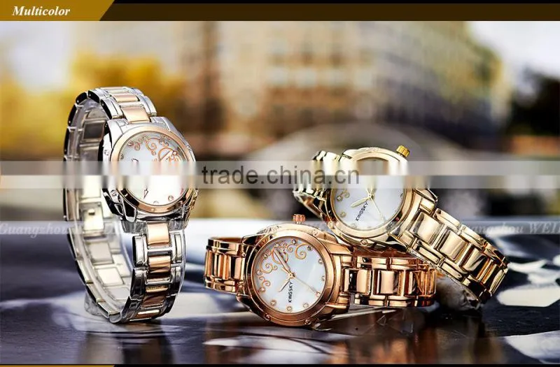 Kingsky KY054 Gold Plated Women Fashion Hand Watch for Girl