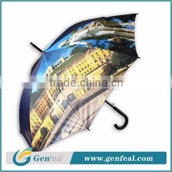 8k ribs heat transfer printing waterproof fabric for wooden handle umbrella