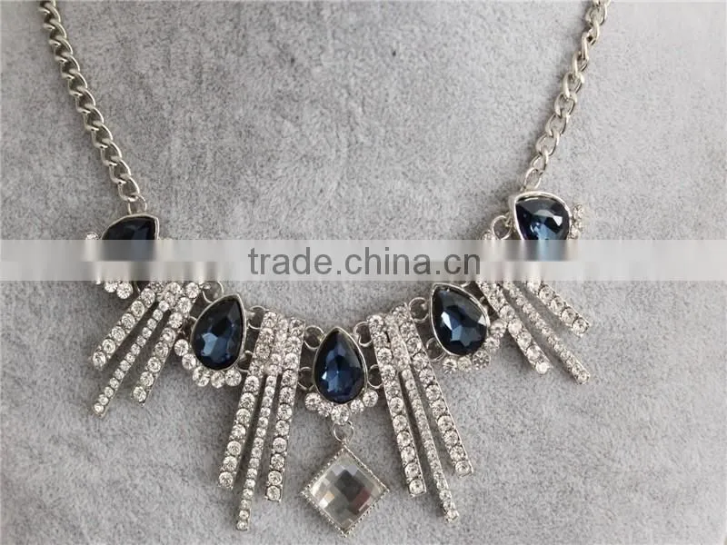 Wholesale white gold plated women necklace water drop crystal necklace