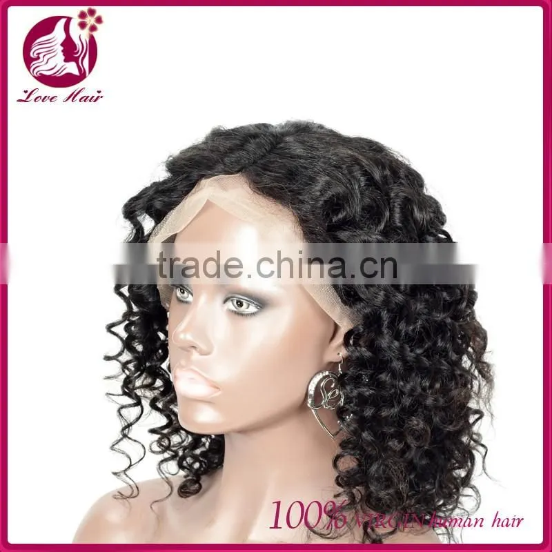 High quanlity lace wig human hair virgin mongolian lace fabric wholesale human jerry curl hair wigs for black women