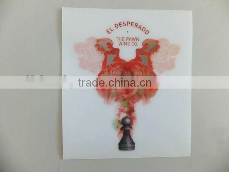 Lenticular label, PVC 3D Lenticular sticker, Wine Bottle Label