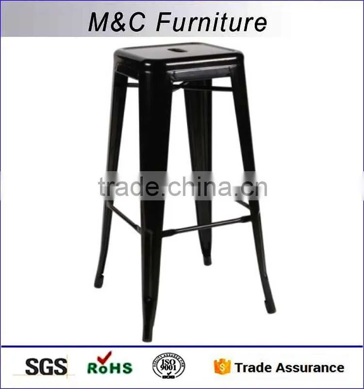 Cheap black stackable steel chair in dinning room