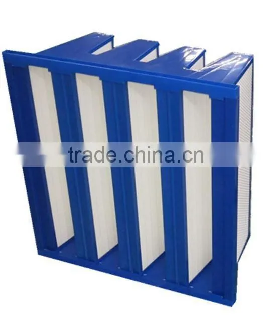 Blue color plastic frame V-type F9 Air Filter made in China