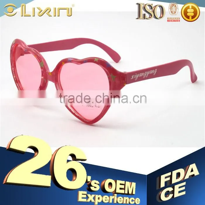 Vintage Colored Heart Shape Plastic Kids Sunglasses Pink Color Xiyangyang With High Quality 28EST3-4002