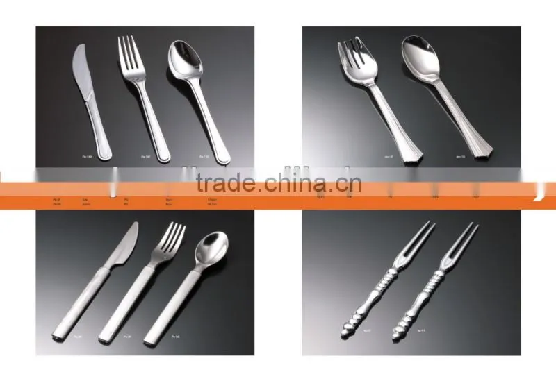 silver coated plastic disposable cutlery set