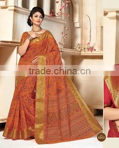 Blue Cotton Silk Saree