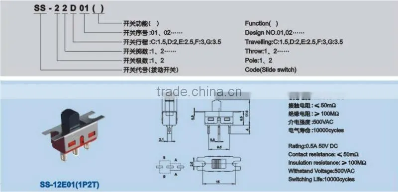 'SS-12E04 mini slide switch