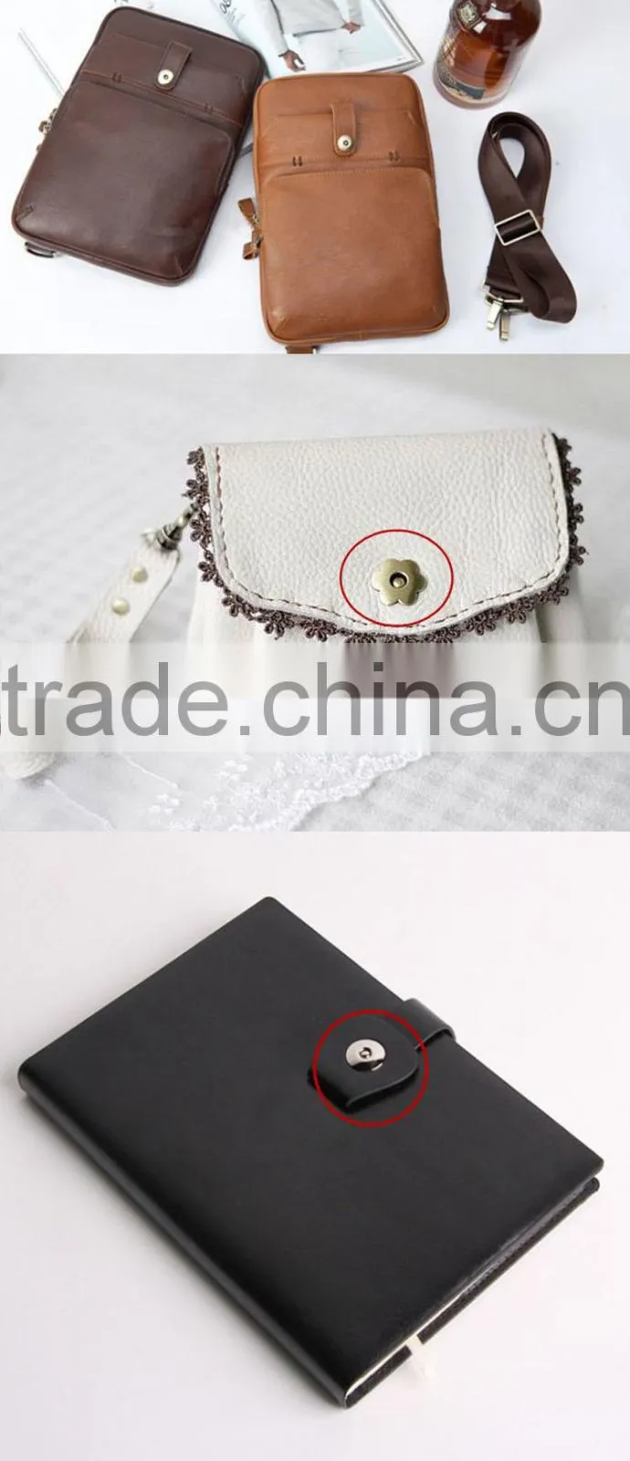 17mm round Eco-friendly metal magnetic push snap for bags and leather notebook and glasses case