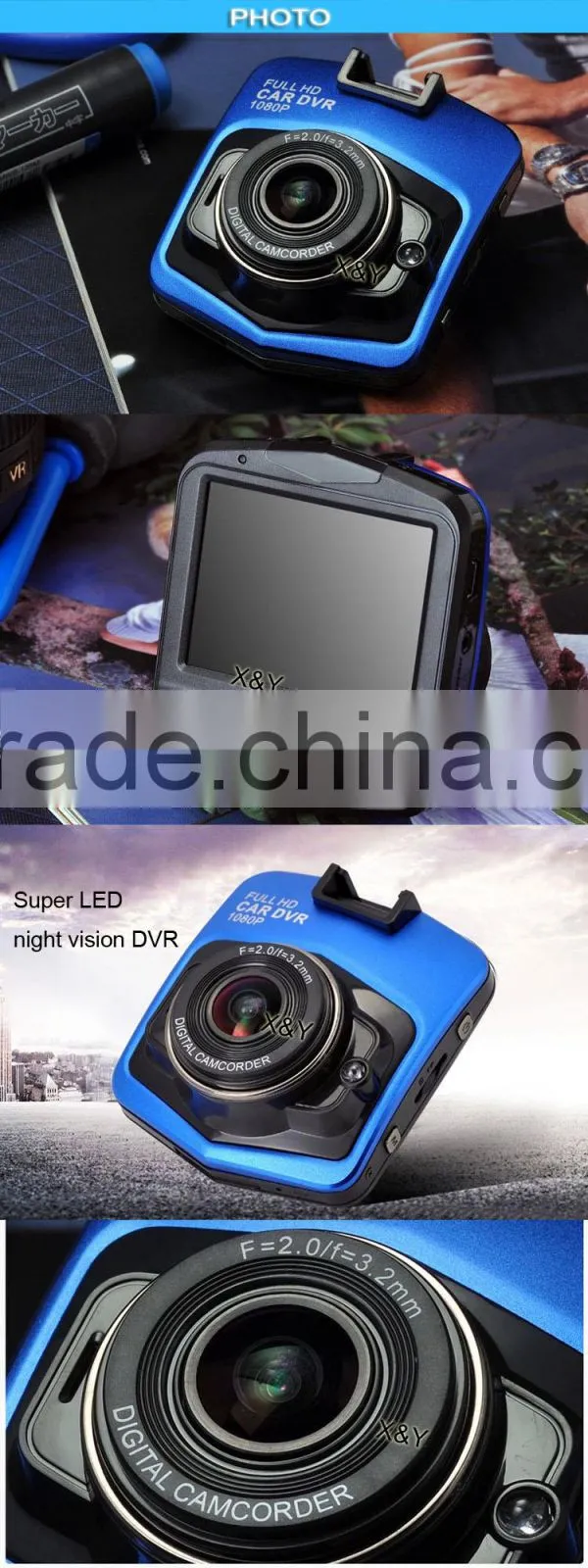 1080P fisheye lens digital camrea super LED night vision car dvr XY-209DVR