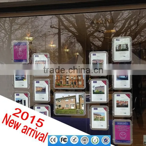 New Invention Real Estate Acrylic Light Poster Folders Portrait Window Signs Cable Led Displays