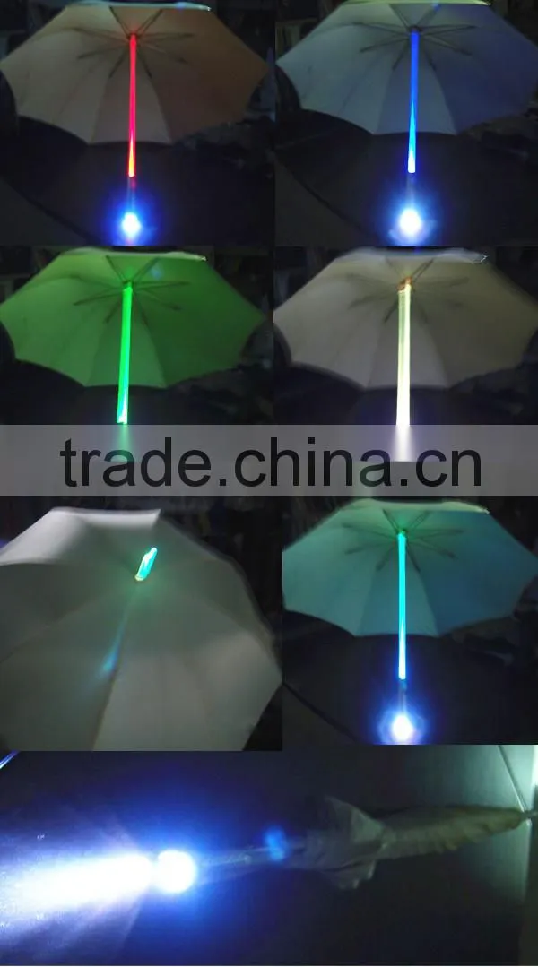 2014 new fashion straight pole light led umbrella with hand torch