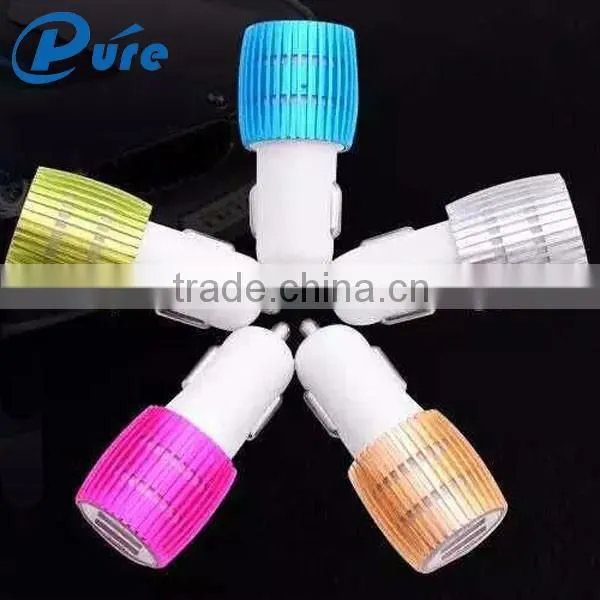 Custom 12V/24V 2.1A 2 port car charger Aluminum/ABS rapid usb car charger for iPhone 6, ipad