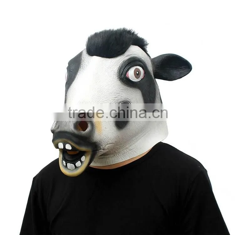 Halloween Costume Realistic Animal Cow Full Head Party Face Latex Mask
