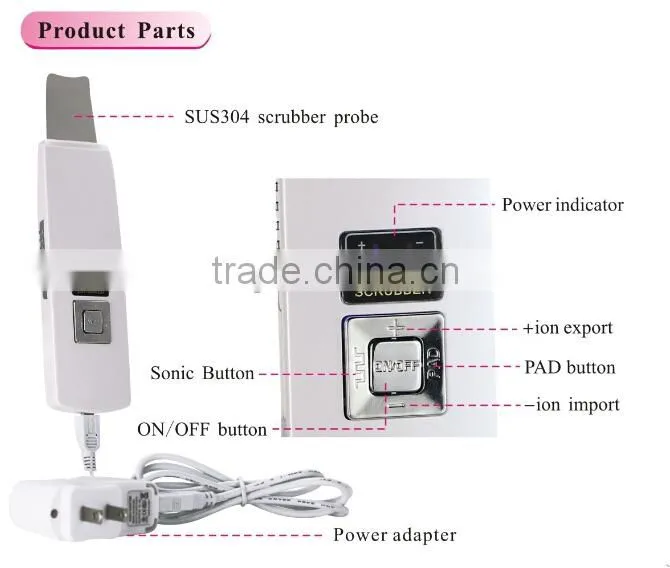 Ultrasound Skin Scrubber Cleaner Peeling Facial Cleansing Massager Device Acne