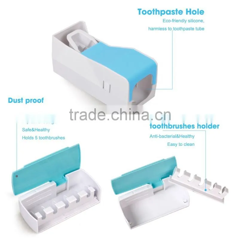 Plastic Material and Stocked,Automatic,Eco-Friendly Feature automatic toothpaste dispenser toothbrush holder