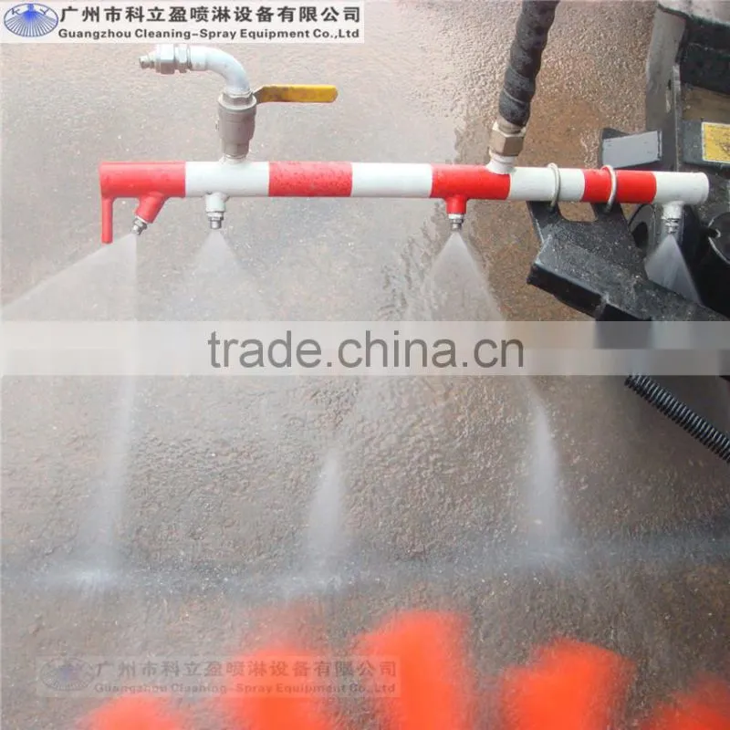 Sweeper truck spray nozzles for cleaning