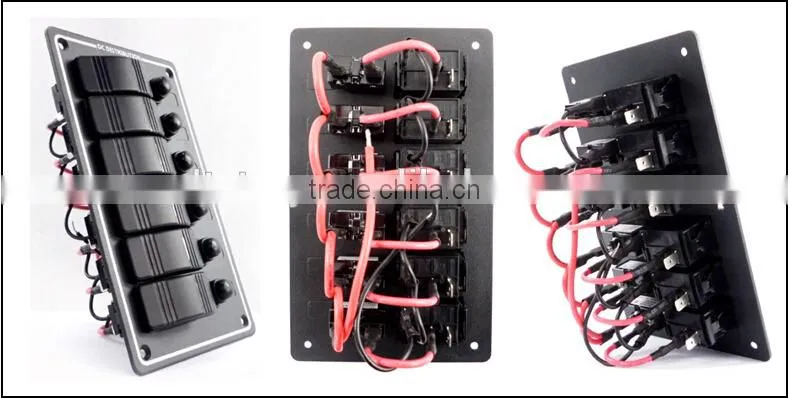 Excellent 6 Gang 12V 24V Aluminum LED Rocker Switch Panel With Circuit Breakers