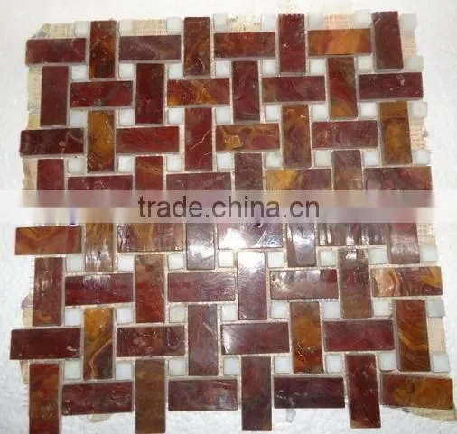 UNIQUE DESIGNS CUSTOM MADE MULTI RED ONYX MOSAIC TILES COLLECTIONS