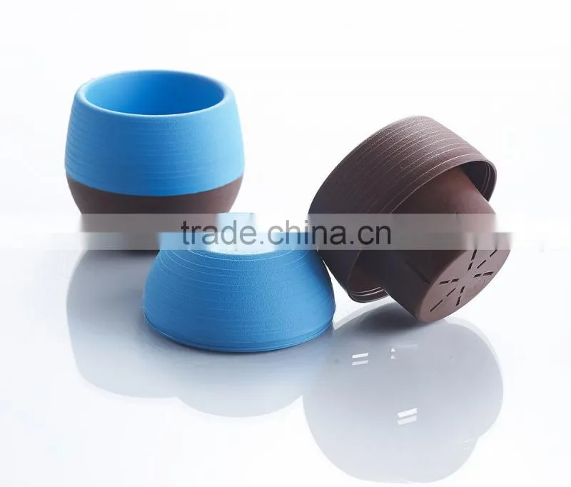 Round Plastic Plant Flower Pot Home Office Decor Planter-Medium Size