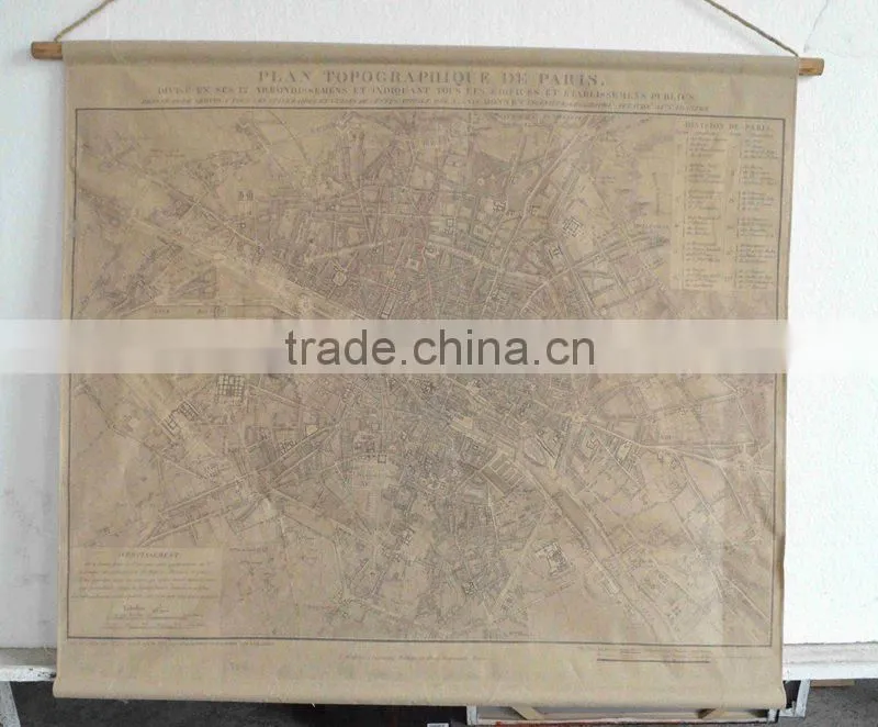2016 new style antique linen printing wooden frame for wall decoration