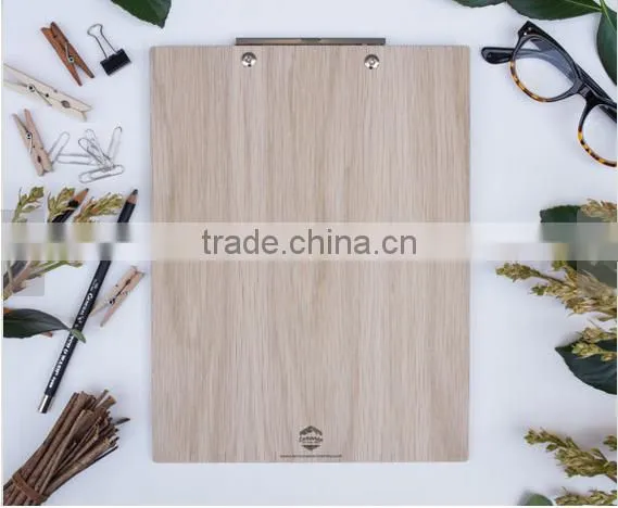 A4A5A6 Wood Clipboard with flat metal Clip Restaurant Menu Holders for coffee Catering Memo Clipboard promotion gift