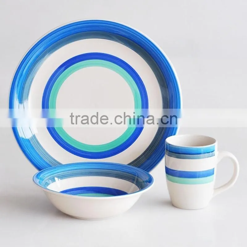 16pcs stoneware dinnerware set with handpainted flowers,handpainting dinner set,ceramic tableware set with handpainting