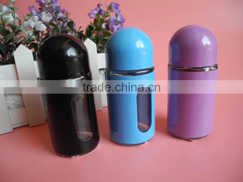 kitchen spray colored bullet shape glass table condiment holder with hole lid