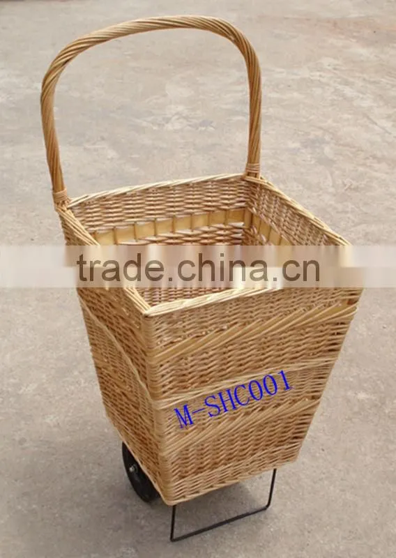 wicker shopping trolley & wicker shopping cart & willow utility cart