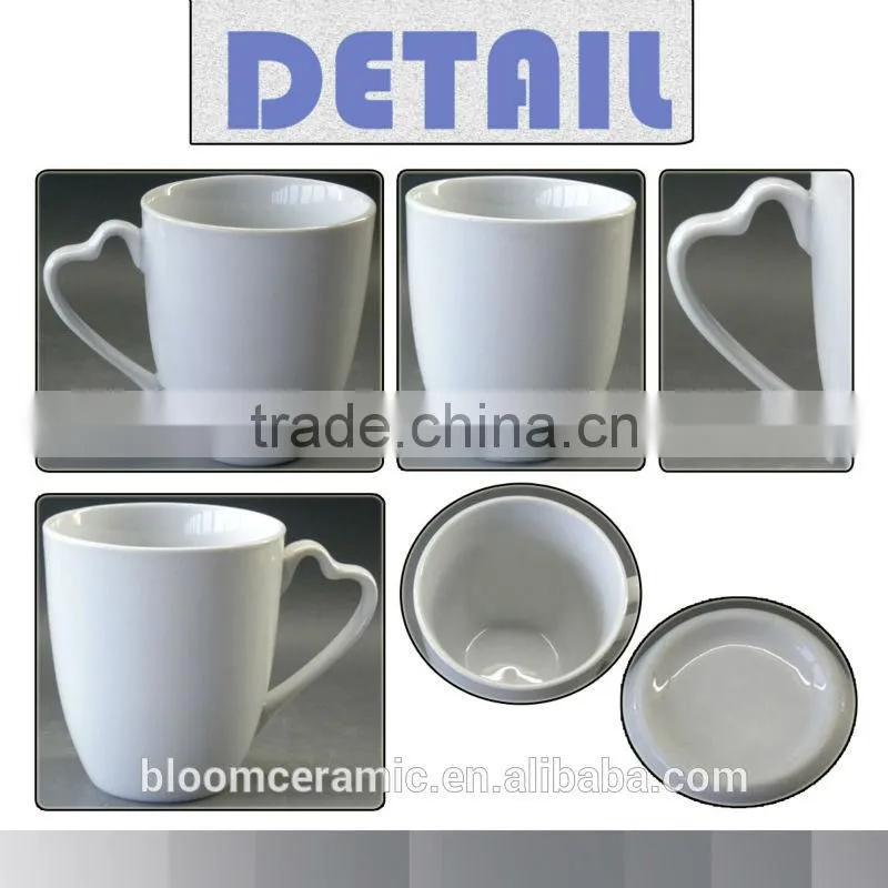 Heart shape blank wholesale ceramic mugs