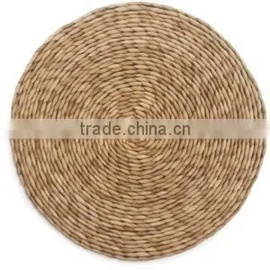 Placemat Round Waterhyacinth White & Natural Border 38CM