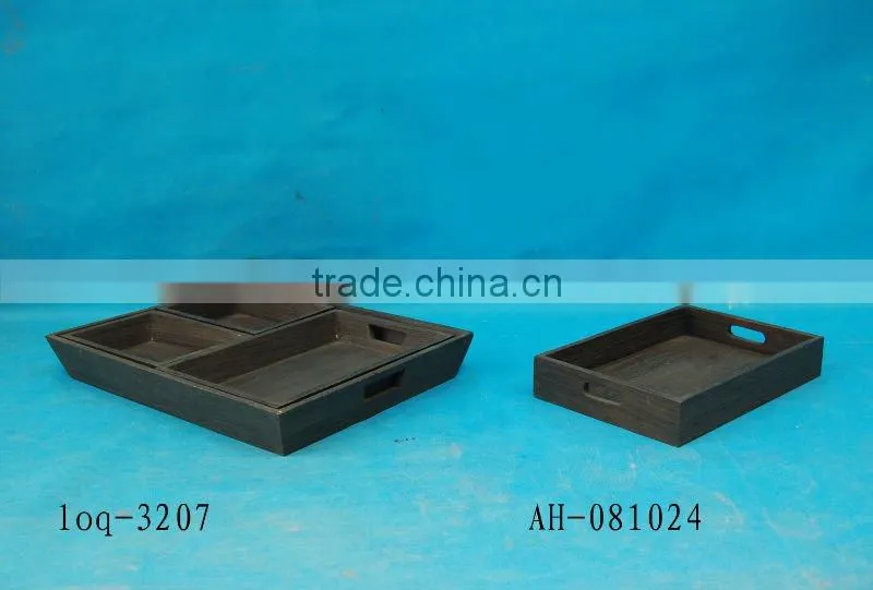 disposable handmade High quality carbonization wooden serving fruit tray