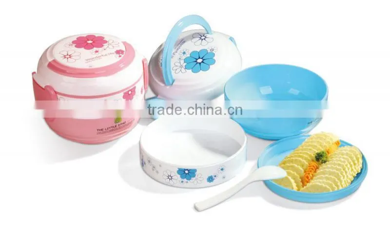 Plastic round portable double layers lunch box/Insulation boxes