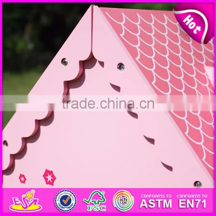 Best design pink house toys wooden dollhouse for girls W06A020