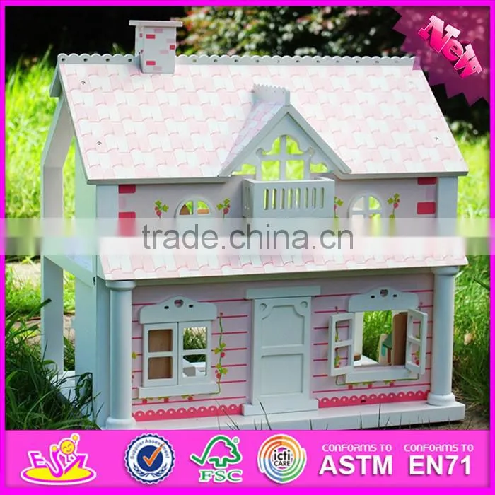 2016 New fashion children wooden dollhouse kits for sale W06A082