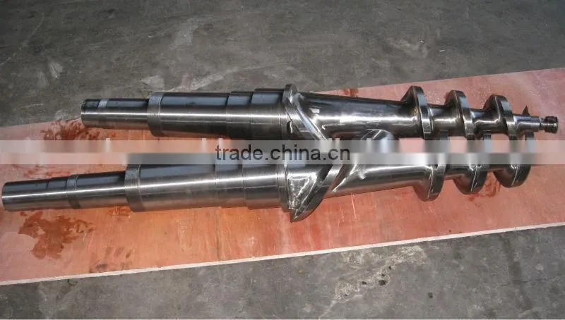 Conical twin screw and barrel for rubber extruders/Rubber twin screws