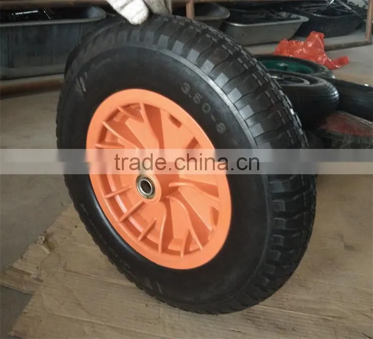 solid rubber powder wb6400 15"x3"" model wheel with solid axle good quality spoke rim