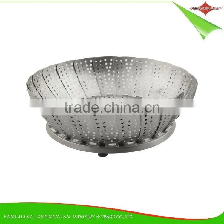 ZY-F1505 stainless steel folding vegetable steamer basket for kitchenware
